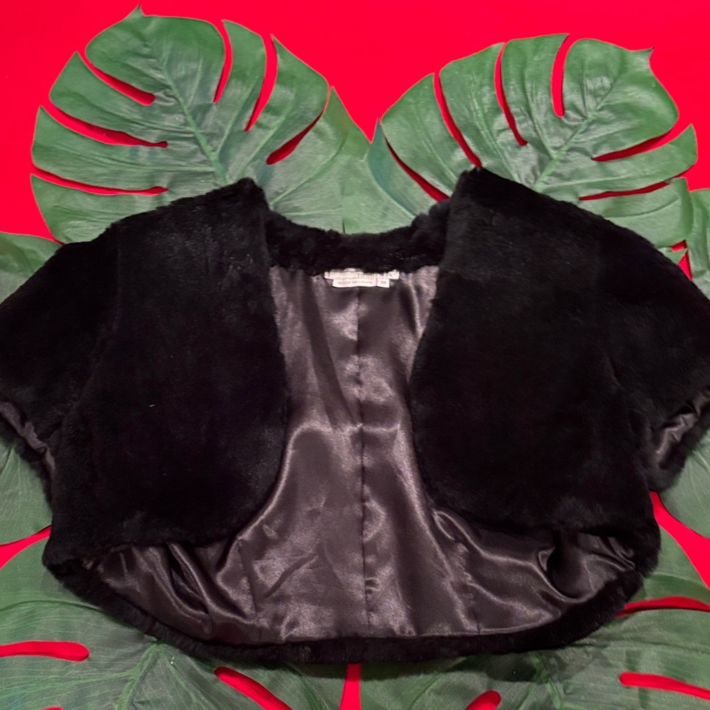 To the Max Black Rabbit Fur Shrug Jacket